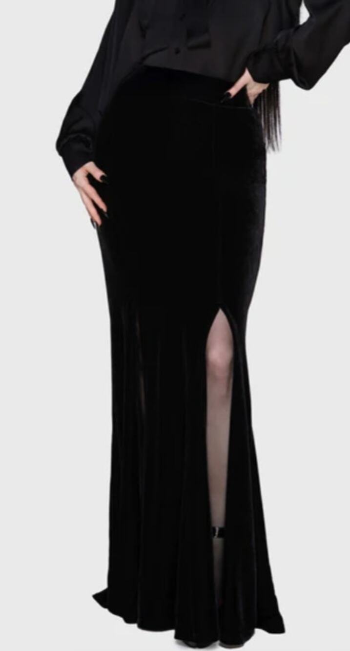 New Killstar Void Viper Velvet Maxi Skirt Black Plus Size 4XL NWT